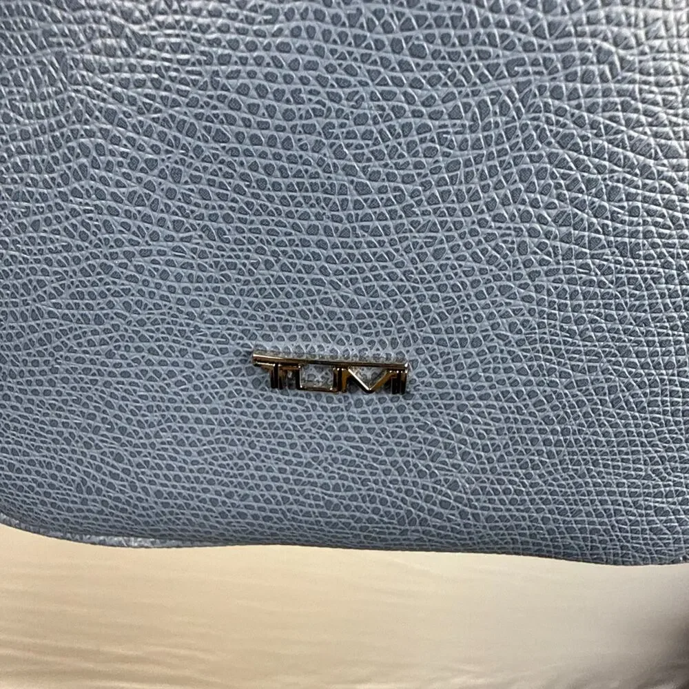 Tumi Sinclair Elaine Commuter‎ Brief Tote Bag Cornflower Blue Leather Crossbody